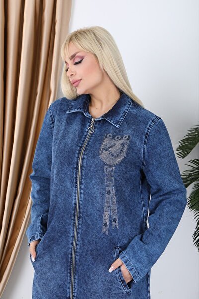 KEJAN TEKSTİL Jachetă de blugi cu guler lung