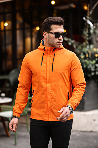 Rompasso Narancssárga férfi női vízálló ráncos ráncos kapucnis kapucnis nyári tavaszi szezonális kabát szél