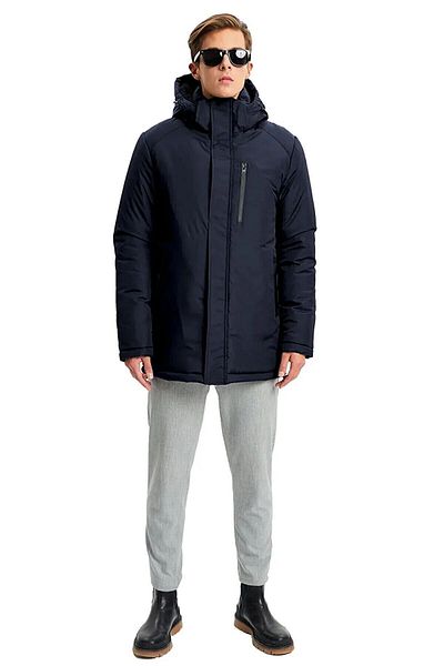 RİVERCLUP Men's Navy Blue Removable Hooded Windproof Winter Coats & Coats & Parka