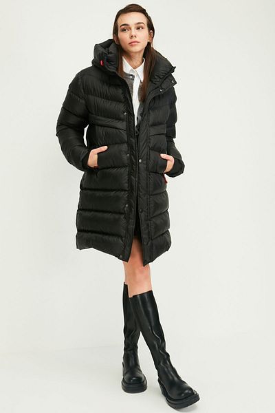 QAWWA Black Inflatable - Hooded Windproof Long Winter Parka Coat