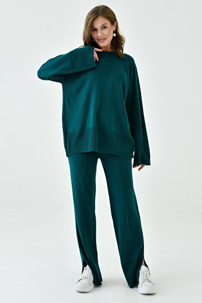 barış sülün lovebox Smaragd túlméretes pulóver és nadrág szett - csípős részletekkel, női, 1027