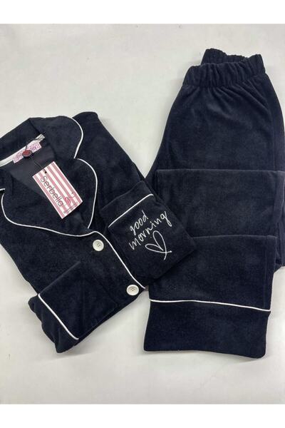 Serbella Black Good Morning Embroidered Set