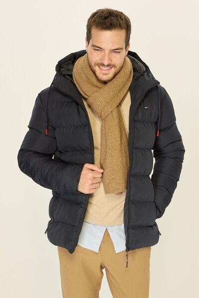 D1fference Чоловіче темно-синє вітрозахисне надувне пальто з капюшоном на підкладці