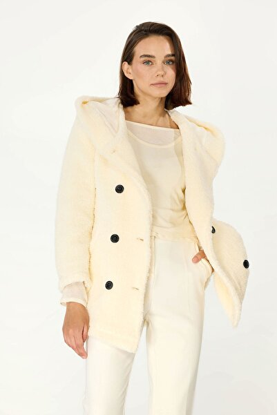 QAWWA Бяла материя Welsoft - Дамско ветроустойчиво палто с качулка