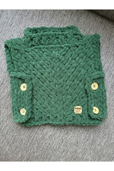 Meltem's 0-3 Months Modern Puffy Baby Sweater - Buttoned