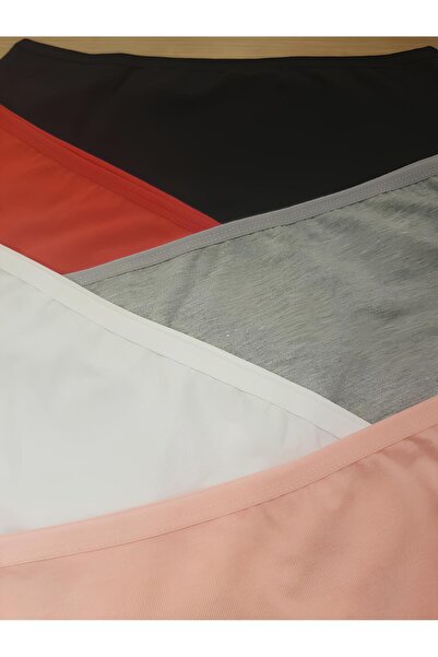 red iç giyim Chiloți de damă din bumbac Lycra cu talie înaltă cu boruri largi - Mărime supradimensionată Pachet de 5 Bato