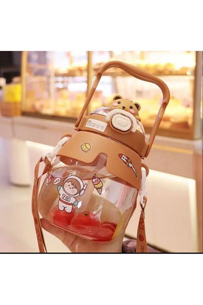 BLA GROUP 1200ml Children's Water Bottle - Animal Figure, Bpa Free, with Carrying Strap, 3D Sticker