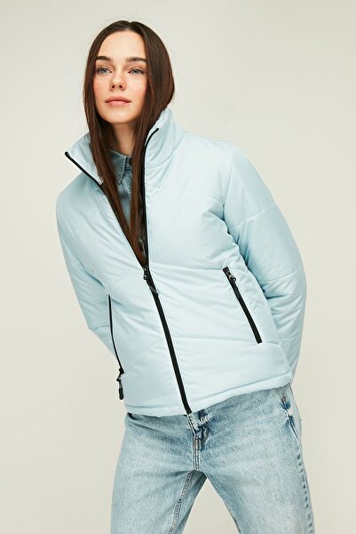 QAWWA Dámská zimní bunda z ledově modrého vlákna odolná proti větru