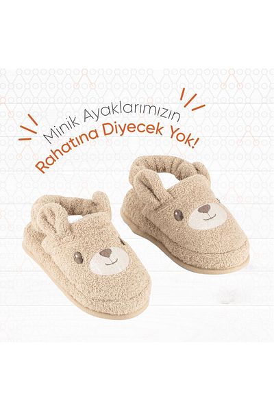 Gezenbebe Hero Embroidered Children's Slippers - Towel Teddy