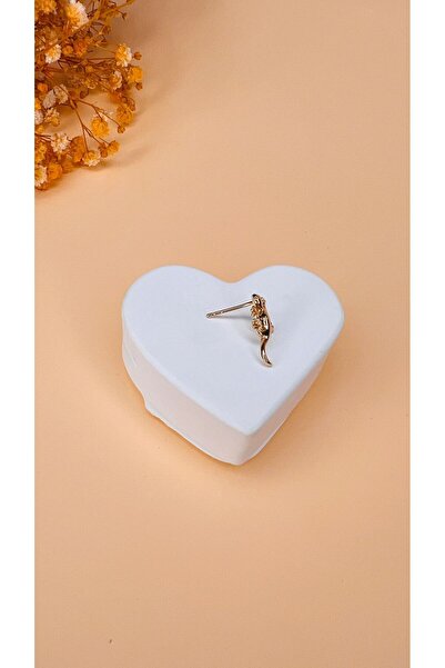 Elassin Aksesuar Tekli Kertenkele Model Gold Renk Minimal Küpe