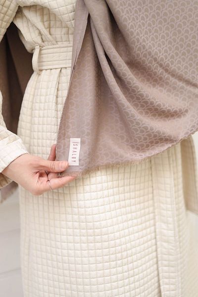 shalby Twin Pattern Cashmere Hijab Shawl Milk Coffee