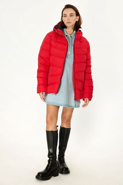 QAWWA Women's Red Waterproof and Windproof Padded Coat