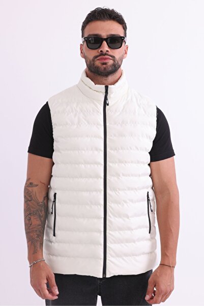 river green Чоловічий бежевий вітрозахисний надувний жилет - з підкладкою