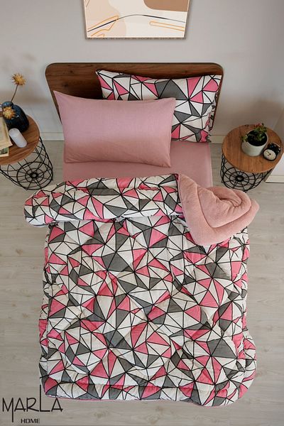 MARLA HOME Γεωμετρικό Σχέδιο Διαμαντιού - Μικτό Χρώμα Μονό Σετ ύπνου