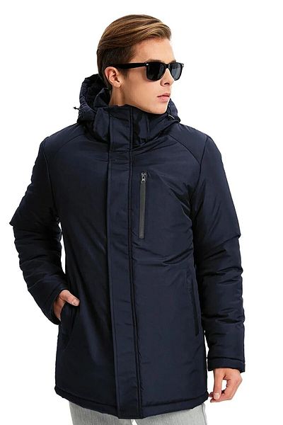 RİVERCLUP Men's Navy Blue Removable Hooded Windproof Winter Coats & Coats & Parka