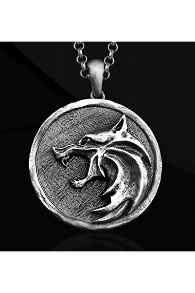 Abel Custom Ring 925 Ayar Witcher Beyaz Kurt Gümüş Kolye
