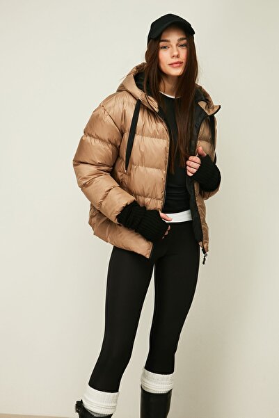 QAWWA Dámská zimní bunda z norkového vlákna s kapucí a kapucí