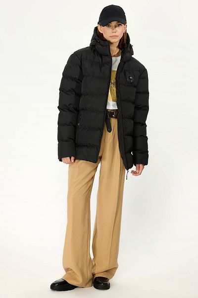 QAWWA Women's Black Windproof Puffer Winter Jacket