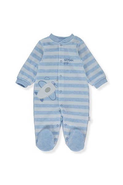 Bebetto Jumpsuit with Velvet Booties - Airplane Trip K4561