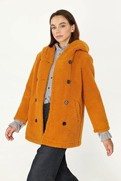 QAWWA Γυναικείο παλτό Welsoft Tan Lined - με κουκούλα και αντιανεμικό