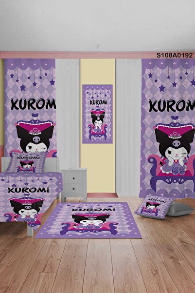 A2ZTR Mor Kuromi Desen Çocuk Ve Bebek Odası (PERDE,YATAK ÖRTÜSÜ,HALI,TABLO,YASTIK VE KIRLEN KILIFI)