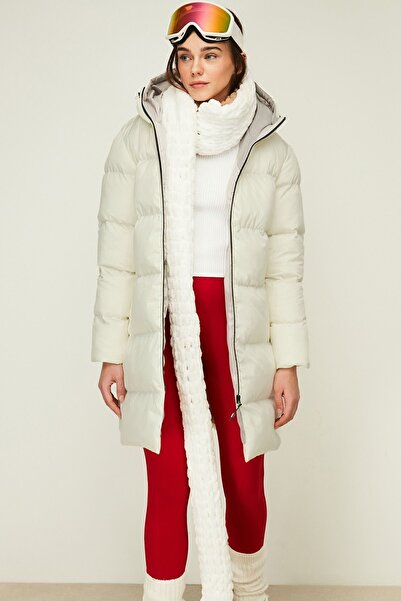 QAWWA Dámská béžová zimní bunda s kapucí a kapucí, odolná proti větru