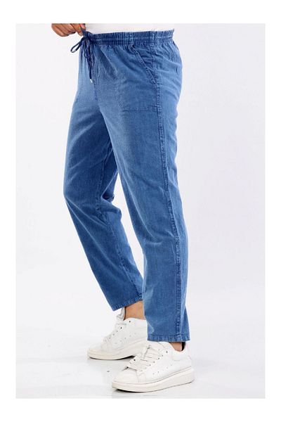 BERNEO Unisex 100% Cotton Linen Look Relaxed Pants
