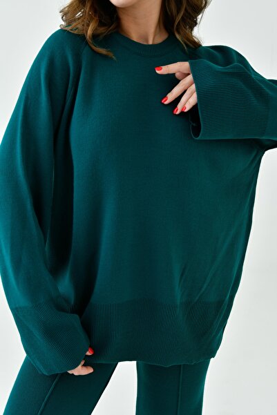 barış sülün lovebox Smaragd túlméretes pulóver és nadrág szett - csípős részletekkel, női, 1027