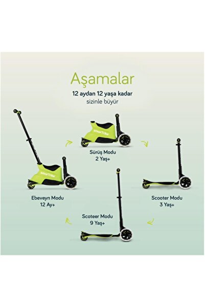 SmarTrike Xtend Büyüyebilen Ride On Scooter (1 - 12 Yaş) - Lime