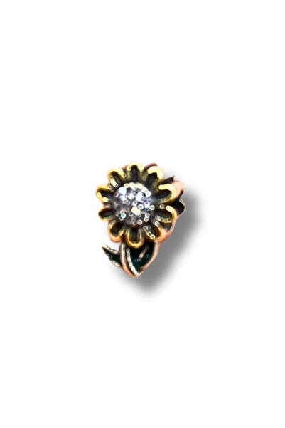 BerCio Store 925 AYAR GÜMÜŞ TAŞLI SARI PAPATYA CHARM