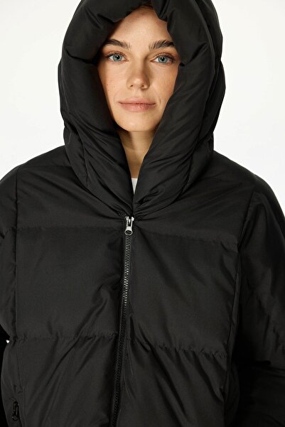 QAWWA Černý dámský kabát - teplý držák a výplň Windproof