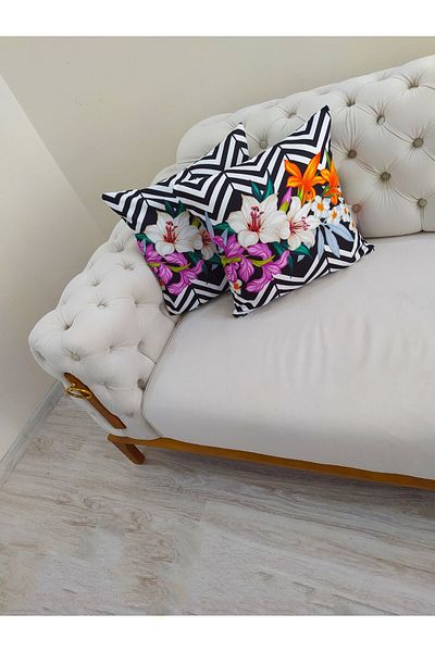 dehaberk Amber Flower Pattern Digital Printed Throw Pillow Cover