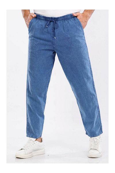 BERNEO Unisex 100% Cotton Linen Look Relaxed Pants