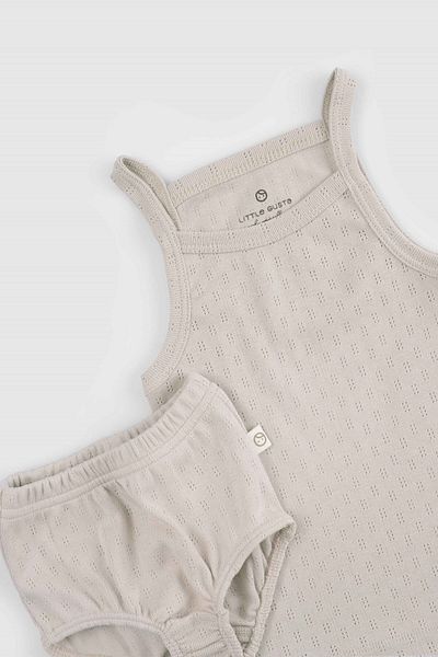 Little Gusto Beige Colored Organic Cotton Baby Undershirt and Bloomer Set