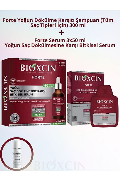 Bioxcin Forte Intensive Anti-Spill Shampoo - Serum 3X50Ml and Facial Cleansing Gel 1X100Ml (1 Pc)