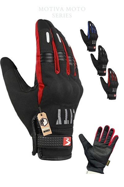 Motiva 2025 سوفتشيل أحمر - قفازات شتوية للدراجات النارية، عاكسة ومقاومة للماء