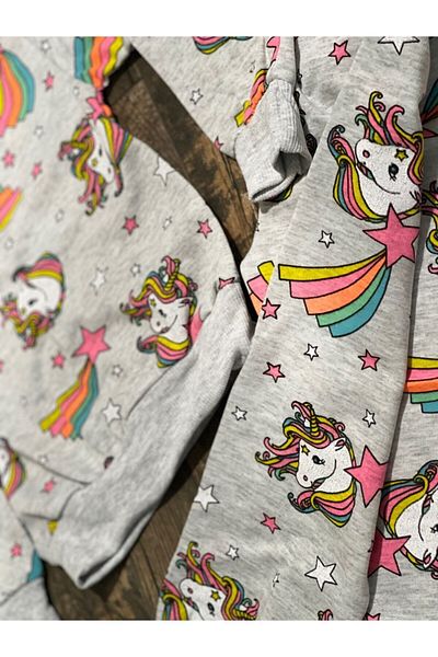 Lolliboomkids Set de pijamale și îmbrăcăminte pentru acasă pentru fete cu model curcubeu cu unicorn neon