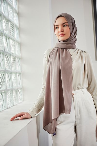 Scarf Arya Crinkle Chiffon Shawl - Platinum - Colorful Chiffon Shawl