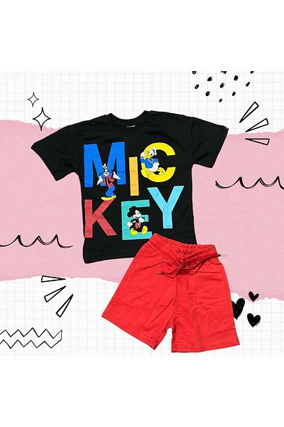 Lolliboomkids New Season Loved Cartoon Characters Mickey Printed T-shirt Shorts 2-Piece Bottom Top Set