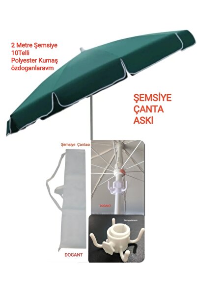 Dogant Havuz Bahçe Balkon Plaj 2 Mt 10 Telli Polyester Yeşil  ŞEMSİYE +ÇANTA+...