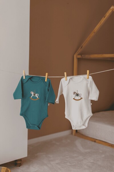 ilays beauty Premium Çıt çıtlı Nakışlı Bebek Zıbın Uzun Kollu Body 2li Set