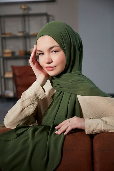 Scarf Arya Crinkle Chiffon Shawl - Khaki Color