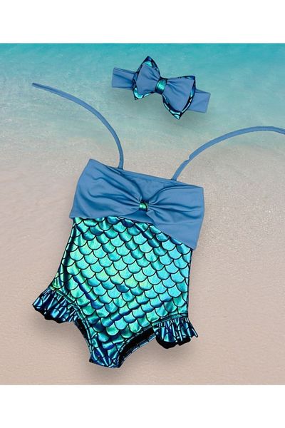 Lolliboomkids Costum de baie pentru fete, cu picioare de gală, de culoare strălucitoare, încrucișată la piept