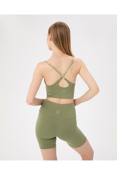 Ayma Active Green Ecovero ™   Strappy Bustier - with Chest Pads and Shirring