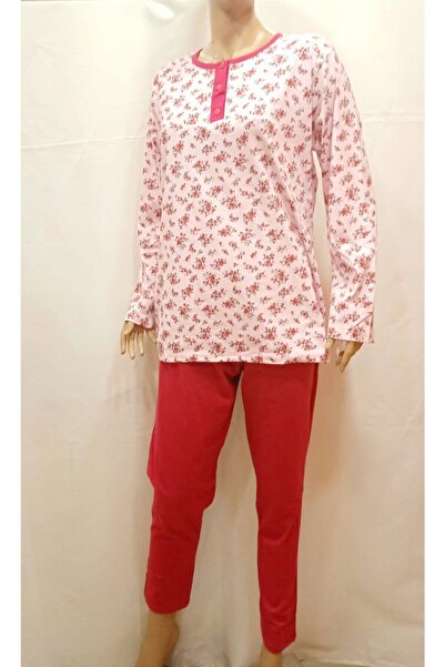 Mefa Pijama Σετ γυναικεία πιτζάμα με κόκκινο φλοράλ σχέδιο
