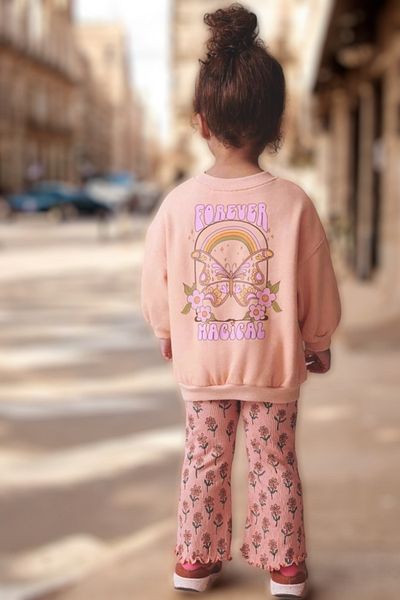 Lolliboomkids Σετ φούτερ και ισπανικό κολάν με φλοράλ στάμπα για κορίτσια σε σκόνη