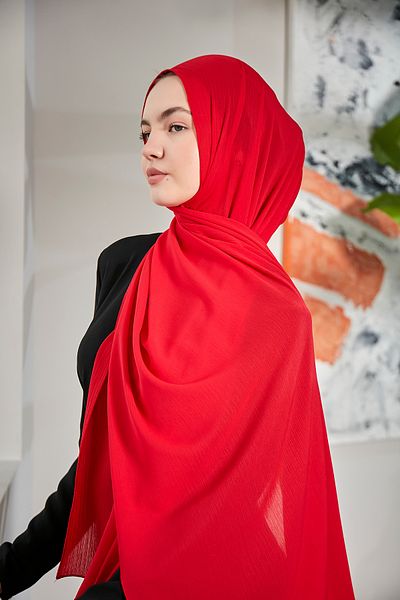 Scarf Arya Crinkle Red Chiffon Shawl