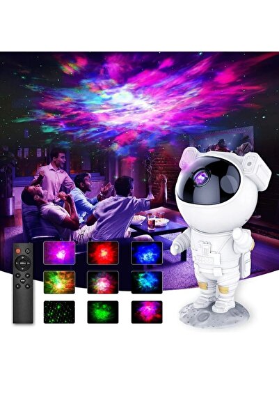 ZeytStore Astronot Gece Lambası, Projeksiyon Nebula Ve Samanyolu Manzaralı Kumandalı