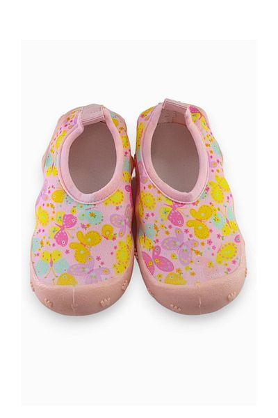 First Step Pantofi de mare cu talpă anti-alunecare de culoare pudra pentru fete - F-7019