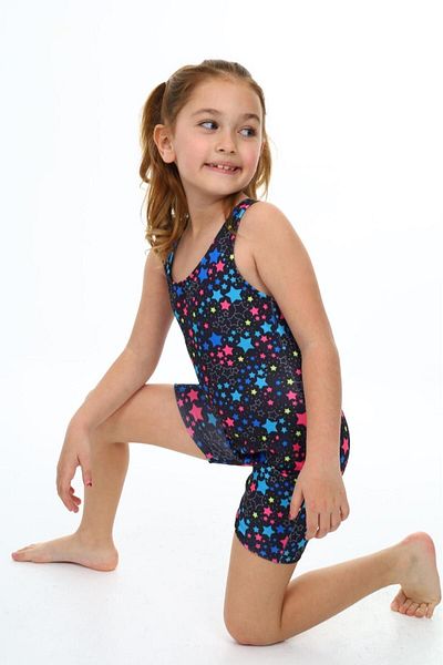 Lolliboomkids Costum de baie cu imprimeu mini stele de culoare închisă cu pantaloni scurți - Stil de înot pentru fete